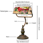 Lampe de banquier vintage en vitrail, abat-jour basculant à tirette