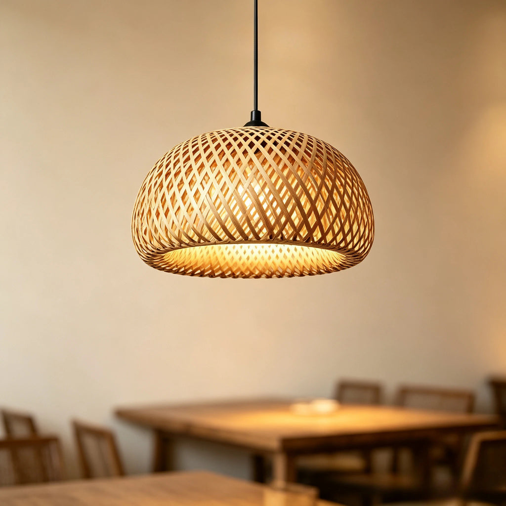 Suspension dôme en bambou tressé, Ø 30 à 58 cm, douille E27