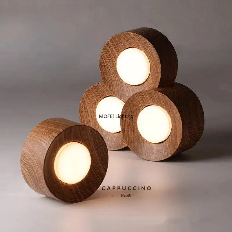 Spots cylindriques de plafond en résine effet bois