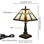 Lampe de table style Mission en vitrail, abat-jour pyramidal 28 cm