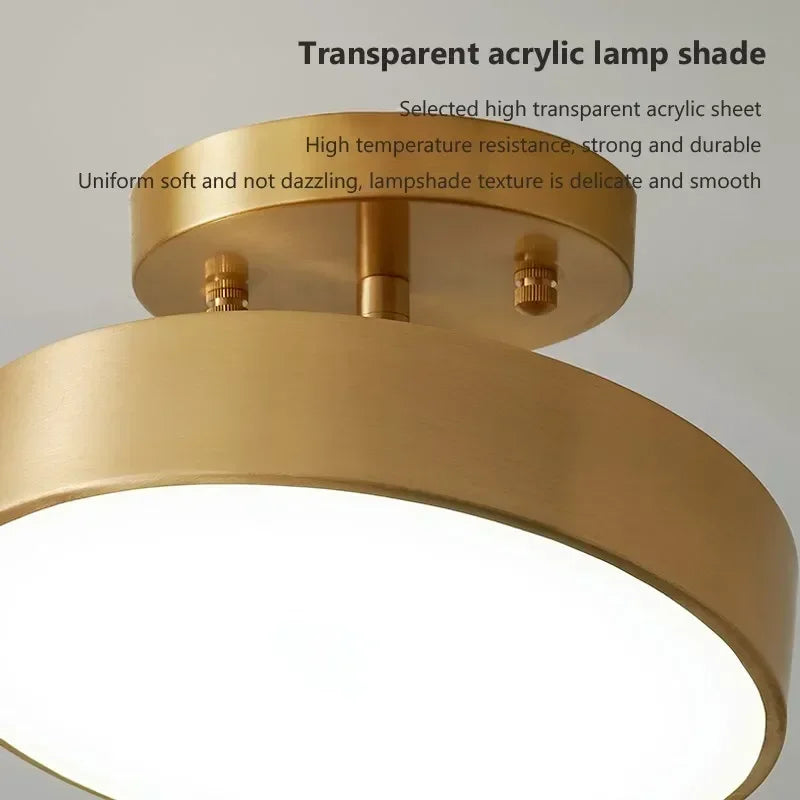Plafonnier LED orientable en laiton et acrylique, Ø 15 à 30 cm