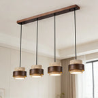 Lustre en pierre et bois foncé, 1 à 4 lumières LED, blanc chaud