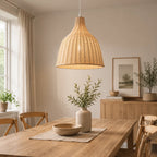 Lustre cloche en osier tressé Ø 26, 35 ou 45 cm, avec ou sans ampoule
