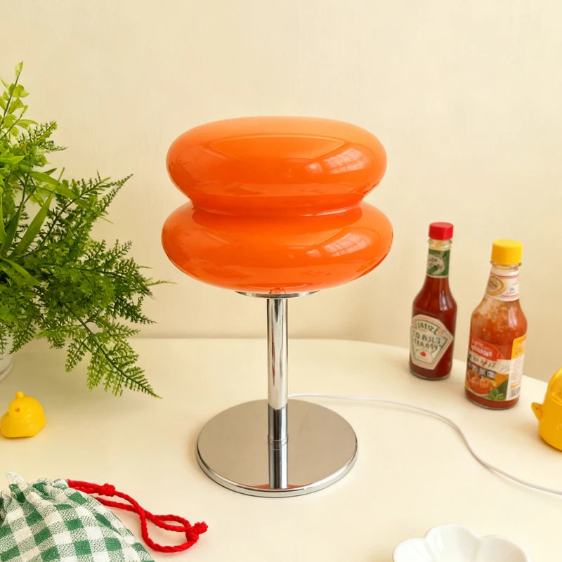 Un abat-jour macaron en verre double renflement