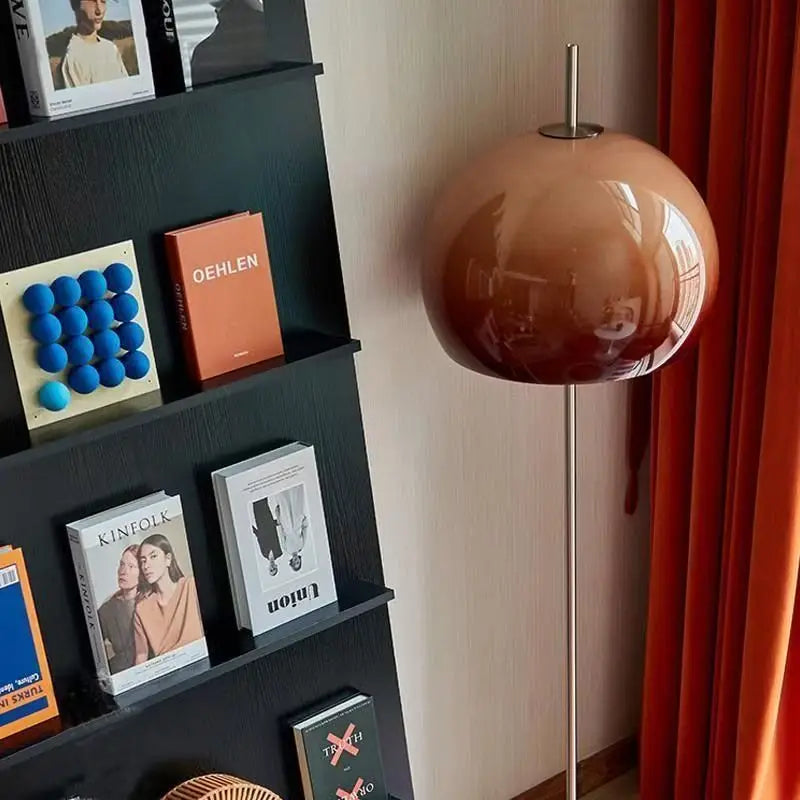 Lampadaire champignon à dôme en verre orange, aussi en lampe à poser