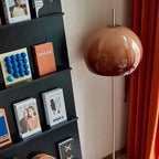 Lampadaire champignon à dôme en verre orange, aussi en lampe à poser