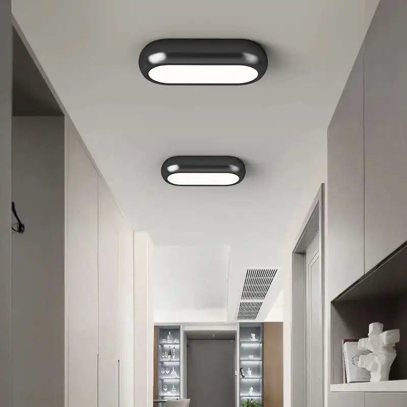 Plafonnier LED linéaire effet noyer, noir ou blanc, 30 à 120 cm