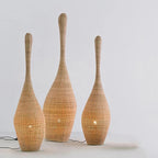Lampadaire en rotin en forme de gourde, blanc, beige ou marron