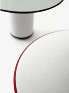 Lampe champignon en tissu coton-lin, liseré noir ou rouge, E14