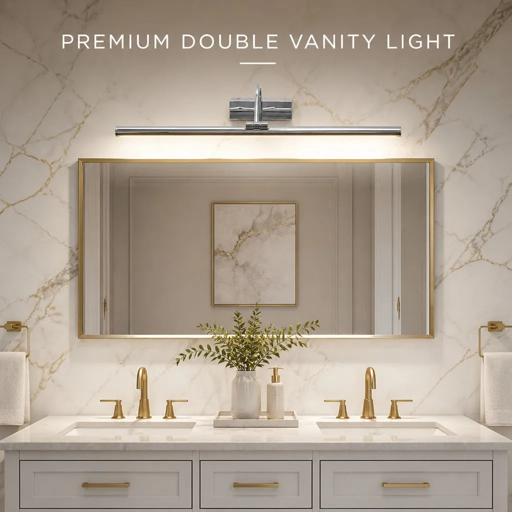 Applique miroir chromée à tête pivotante sur 270°