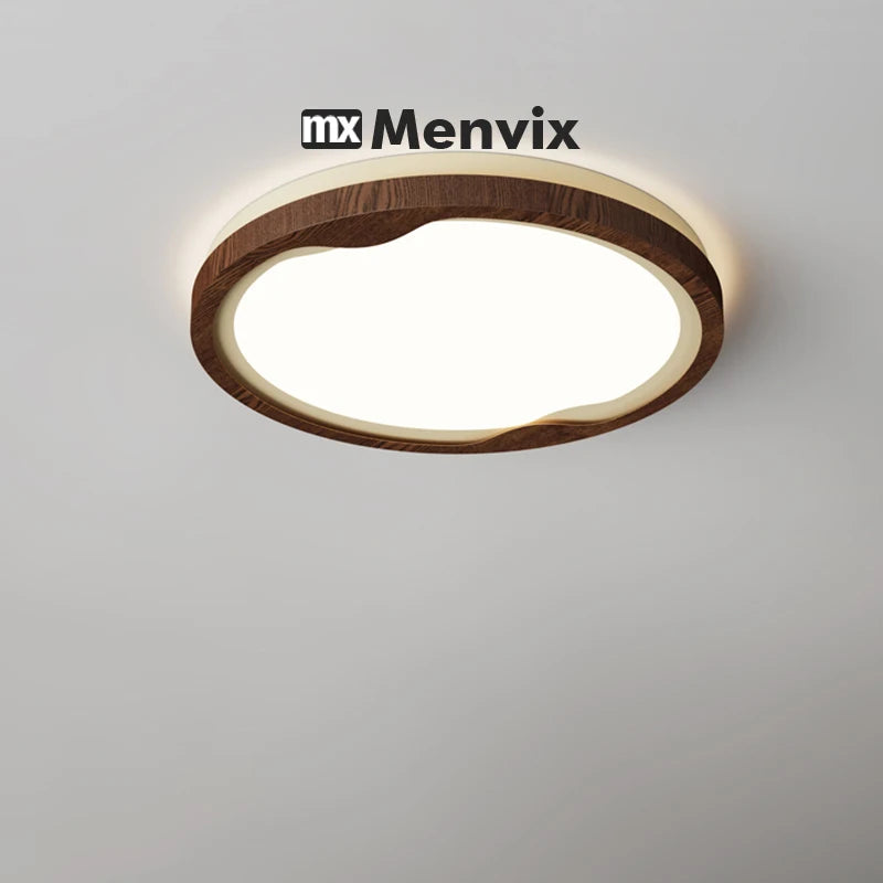 Plafonnier LED extra-plat effet bois, carré ou rond de 50 cm, 48 W