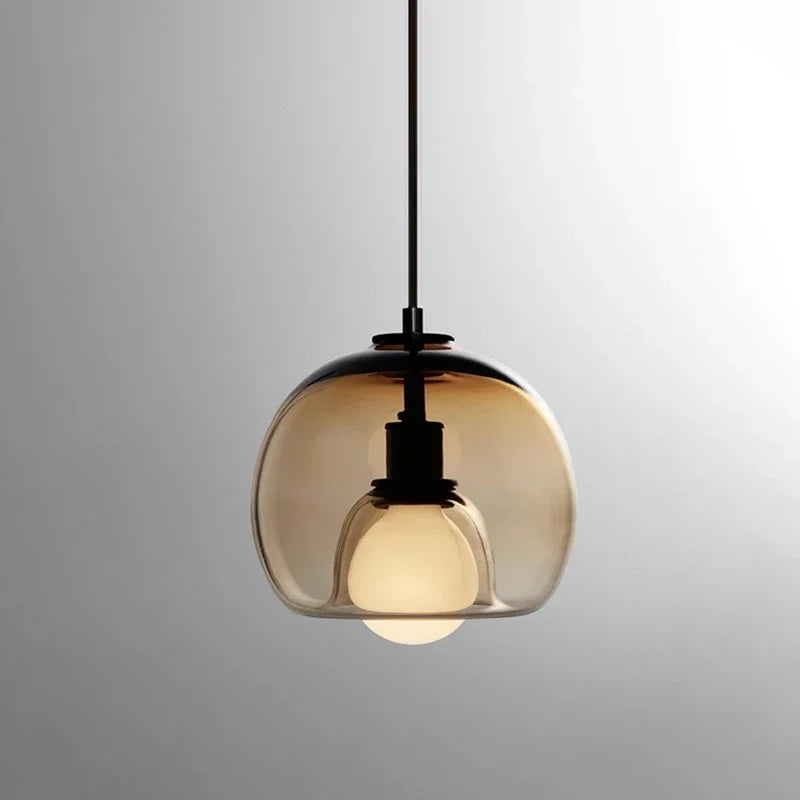 Suspension cloche en verre Ø 25 cm, 1 ou 3 lumières, ampoule fournie