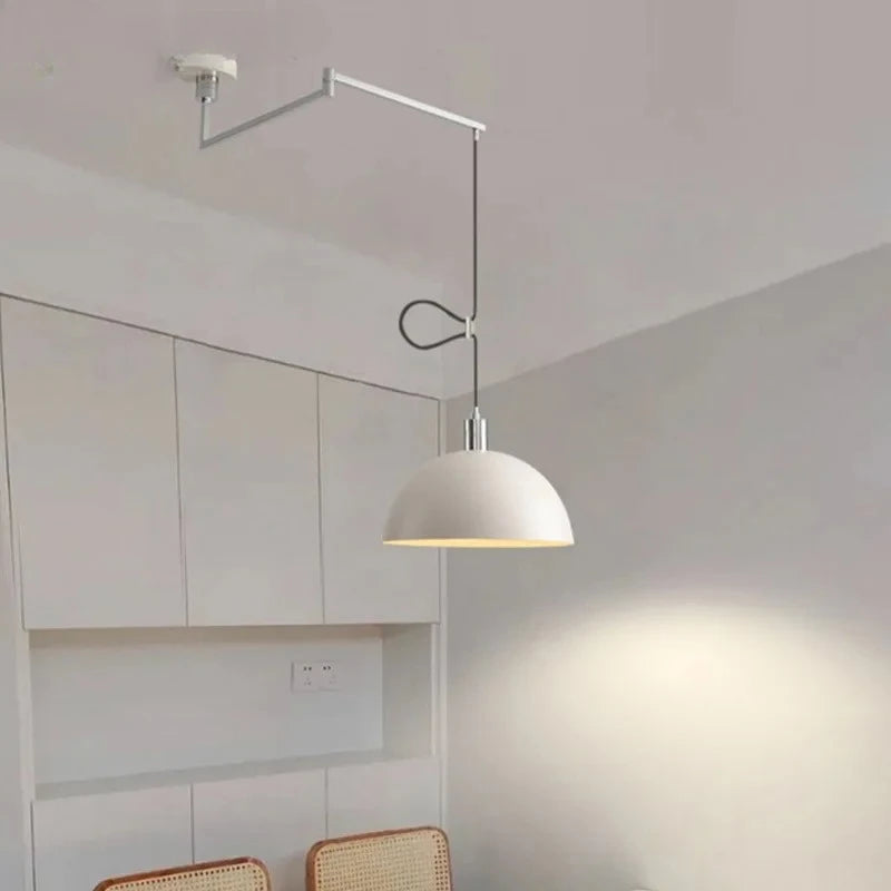 Suspension déportée dôme Ø 35 cm à bras rotatif, noir, blanc ou chromé