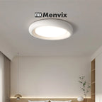 Plafonnier LED rond effet bois de 50 cm, anneau galbé et variateur