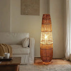 Lampadaire lanterne en rotin tressé à chevrons, 92 cm ou à poser