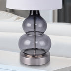 Lampe de chevet à pied double gourde en verre bleu ou gris, 44,4 cm