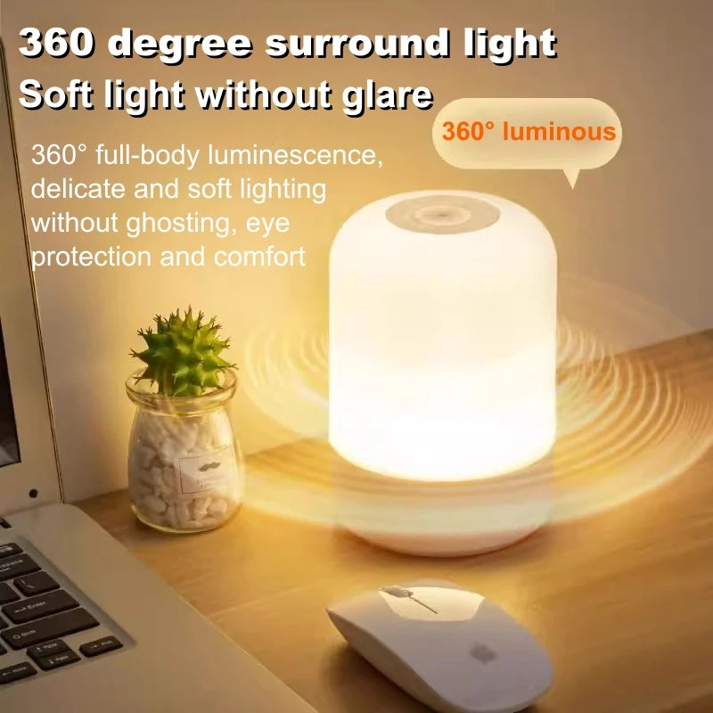 Veilleuse de chevet tactile 360°, version branchée ou rechargeable