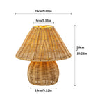 Lampe de chevet champignon en rotin tressé, abat-jour de 23 cm