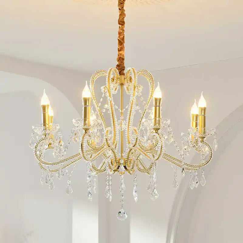 Lustre en cristal à bougies, blanc ou doré, de 6 à 12 lumières E14