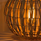 Suspension boule en lamelles d'osier sur armature noire, Ø 30 cm
