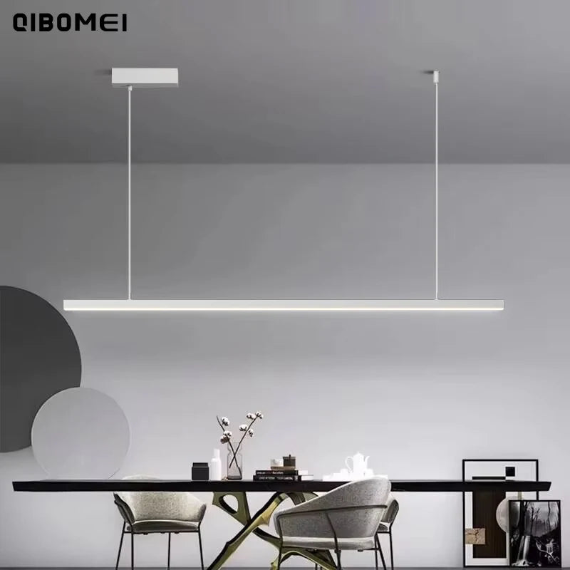 Suspension LED barre extra-fine 2,5 cm, 80 à 120 cm, noire ou blanche