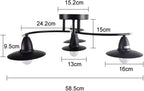 Plafonnier noir 4 lumières à bras courbes et abat-jour chapeau