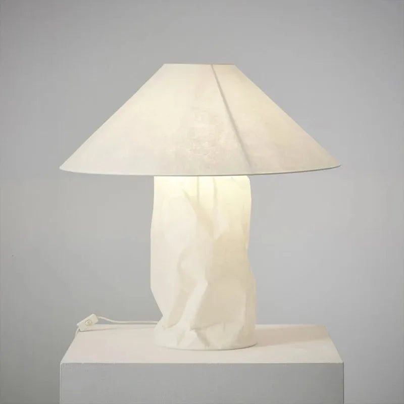 Lampe champignon en papier froissé, Ø 50 à 75 cm, à poser ou au sol