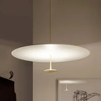 Suspension disque en aluminium blanc à lumière indirecte, LED