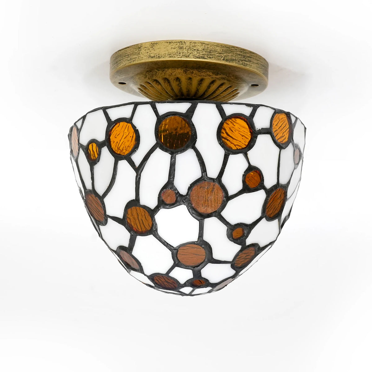Plafonnier style Tiffany, coupole en verre teinté Ø 18 cm