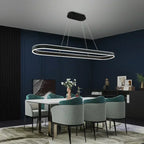 Suspension LED anneau ovale 80 à 120 cm, noir, blanc, doré ou marron