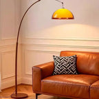 Lampadaire rétro à dôme ambré, version droite ou en arc