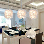 Lustre en plumes ou en tulle, 6 modèles : boule, tambour ou fleur, E27