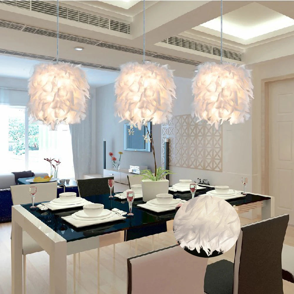 Lustre en plumes ou en tulle, 6 modèles : boule, tambour ou fleur, E27