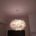 Lustre en plumes ou en tulle, 6 modèles : boule, tambour ou fleur, E27