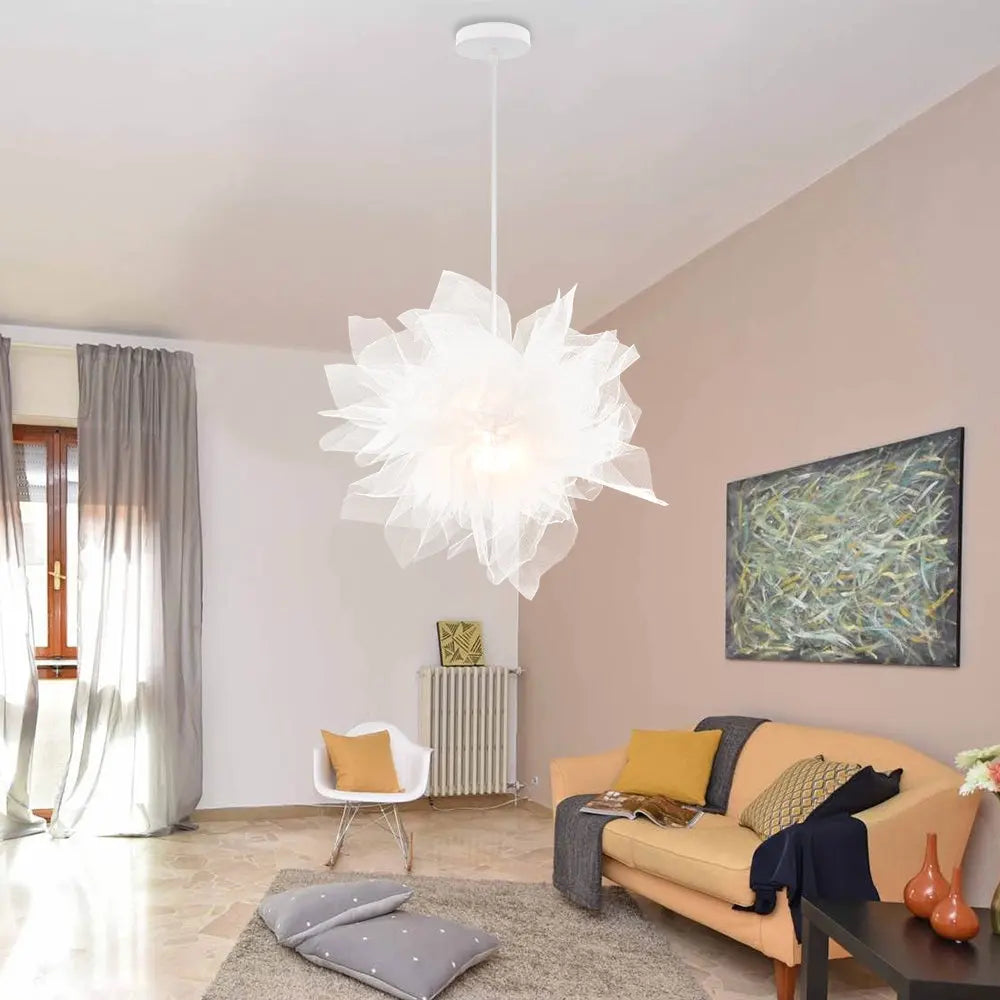 Lustre en plumes ou en tulle, 6 modèles : boule, tambour ou fleur, E27