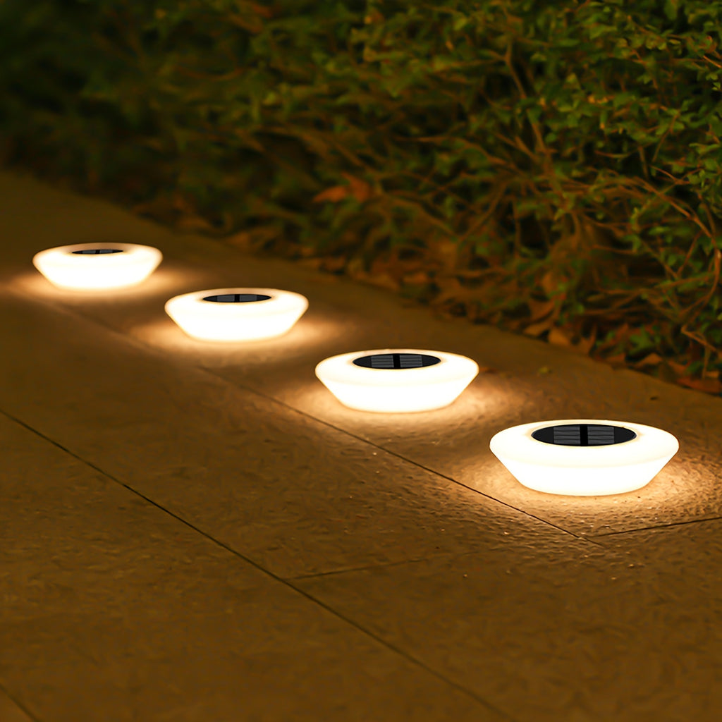 Spot solaire de sol à diffuseur opalin 14 LED, Ø 12,4 cm, lot de 4
