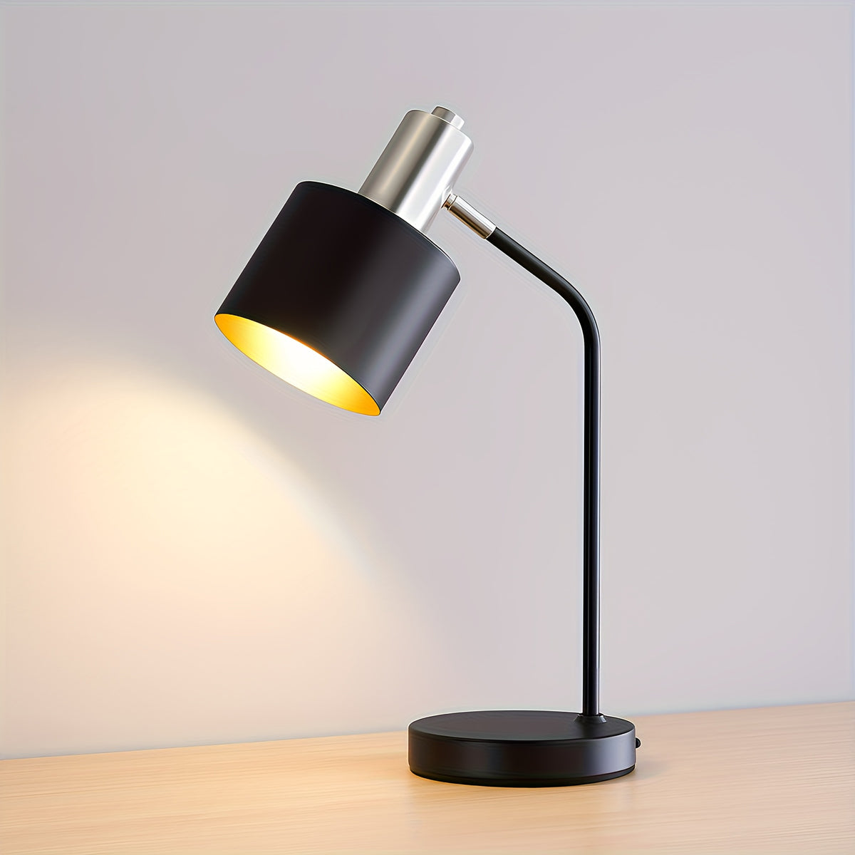 Lampe de chevet noire à tête pivotante en métal
