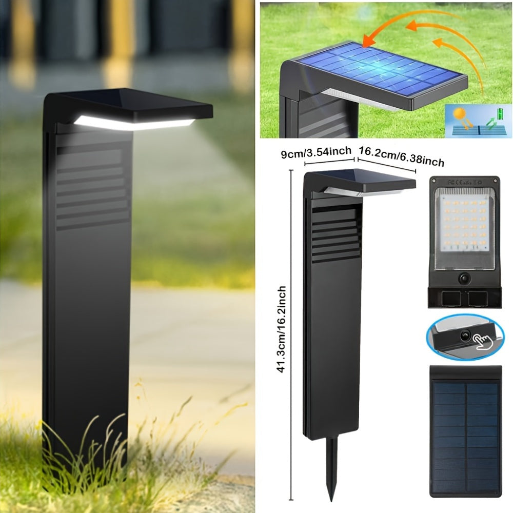 Lot de 2 bornes solaires rectangulaires noires, 4 modes d'éclairage