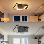 Plafonnier LED à deux carrés superposés de 30 cm, 44 W, noir ou blanc