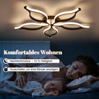 Plafonnier LED fleur à cinq pétales Ø 80 cm, noir ou blanc, 75 W