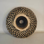 Abat-jour en bambou tressé bicolore noir et naturel, Ø 30 cm