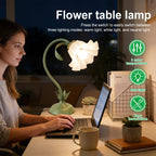 Lampe fleur à col flexible, corolle acrylique, vert ou rose, USB