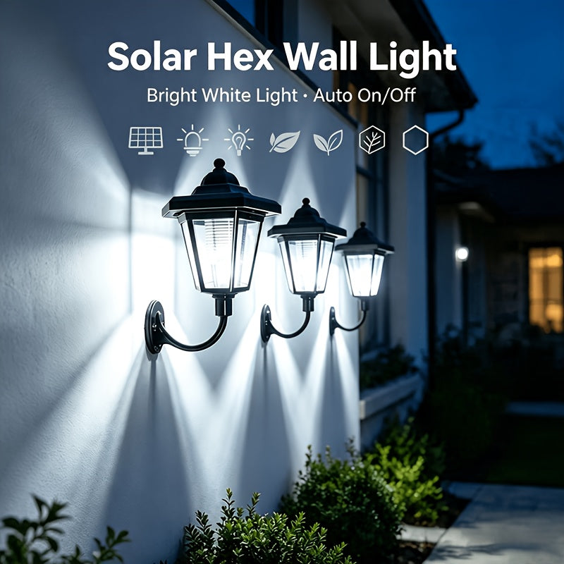 Lanterne murale solaire noire à toit hexagonal, lot de 3 ou 5