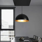 Suspension dôme en métal noir martelé à intérieur doré, Ø 40 cm