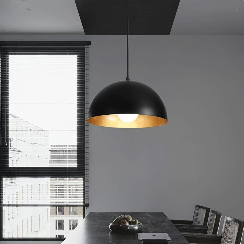 Suspension dôme en métal noir martelé à intérieur doré, Ø 40 cm
