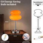 Lampe champignon rétro en verre bulle et pied chromé, sans fil