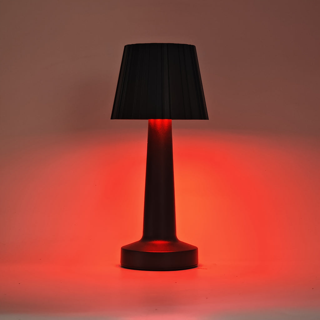 Lampe de table sans fil RVB noire à abat-jour plissé, tactile