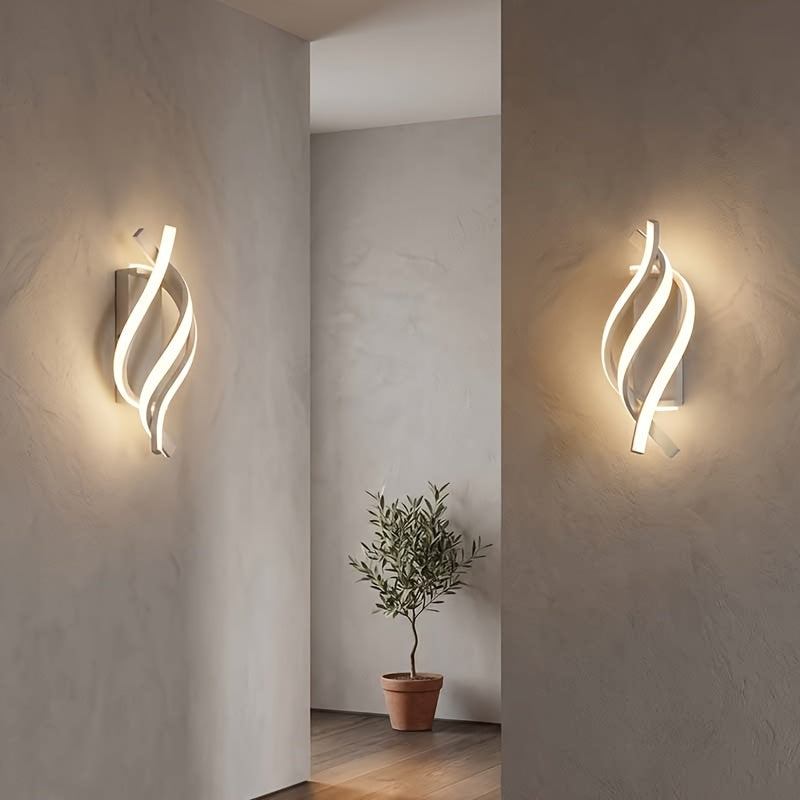 Applique murale LED spirale, lumière trois teintes réglable