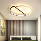 Plafonnier LED rond à deux demi-cercles noir et blanc, Ø 45 cm