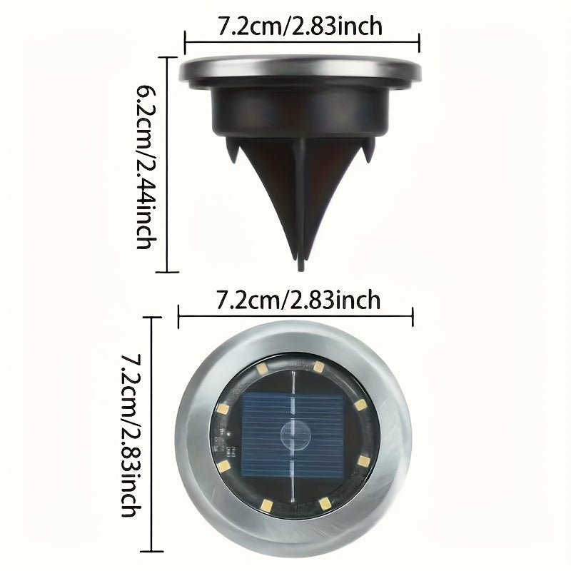 Spot solaire de sol à piquet 8 LED, Ø 7,2 cm, lot de 10